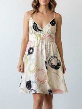 Y2K Walter Cream and Pink Spaghetti Strap Mini Sundress